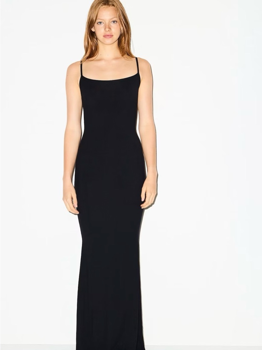 SKIMS Black Lounge Slip Dress